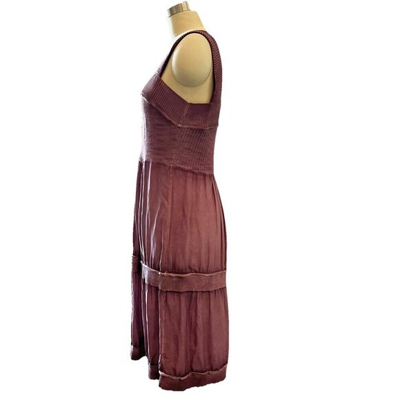 Anthropologie Eloise Silk Tiered Dress Size Small Purple Garment Dyed Midi - Picture 4 of 10